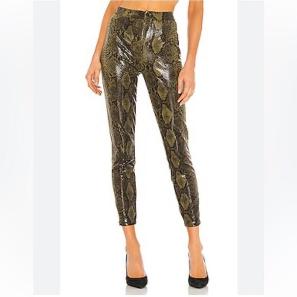 Revolve’s NBD Green Snakeskin Cropped Pants size XL - Picture 1 of 11
